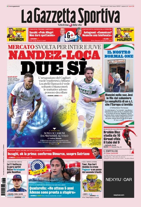 意甲今日头版:吉鲁挑战9号魔咒 二弟可能跟C罗交换