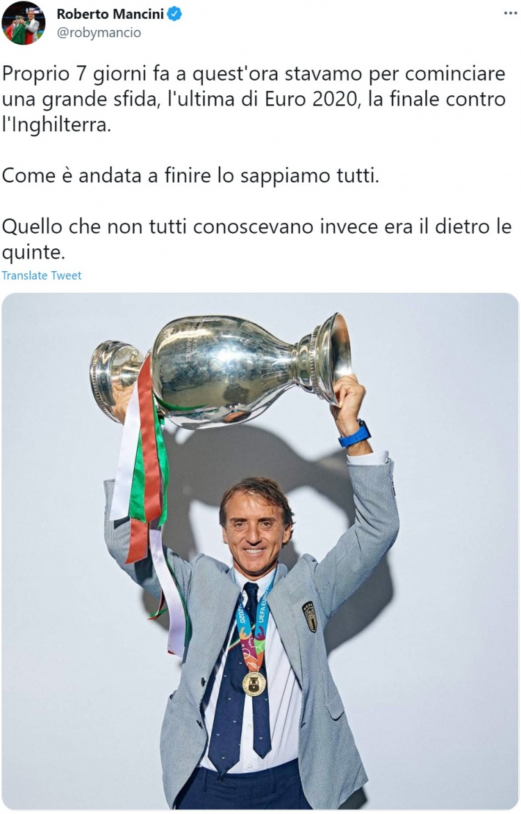 曼奇尼：这支意大利的力量来自人性、信任和轻松的氛围