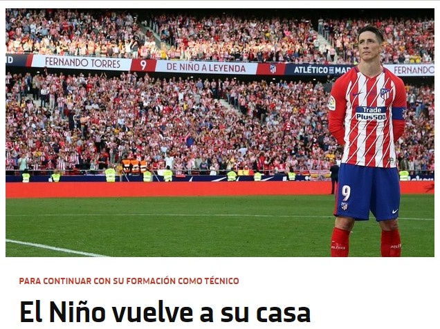 马竞官方:托雷斯将担任俱乐部青年A队主帅