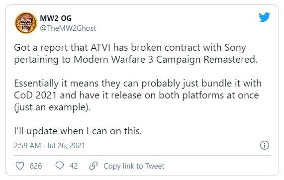 外媒爆料：COD重置作《现代战争3》将全平台同时发售