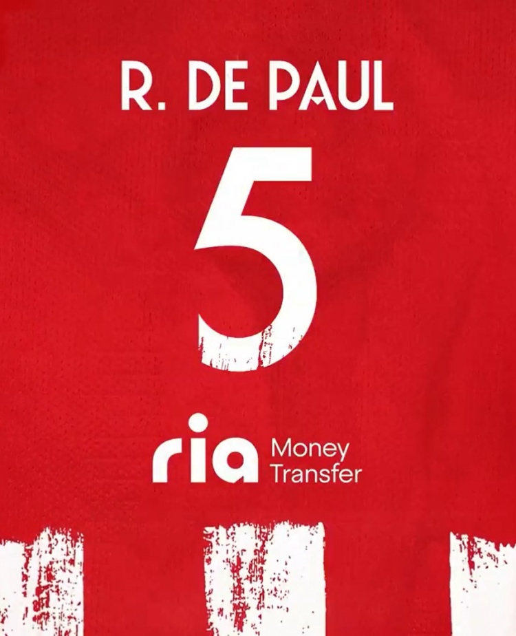 马竞官方:德保罗新赛季将身穿5号球衣