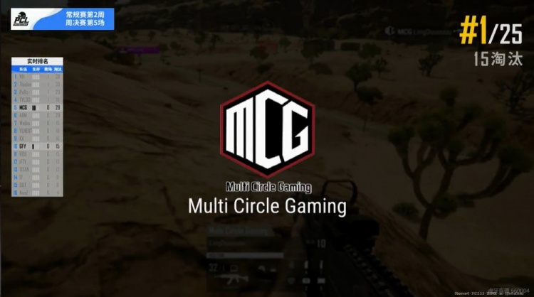 PCL周决赛：MCG末尾发力  十五杀成功吃鸡