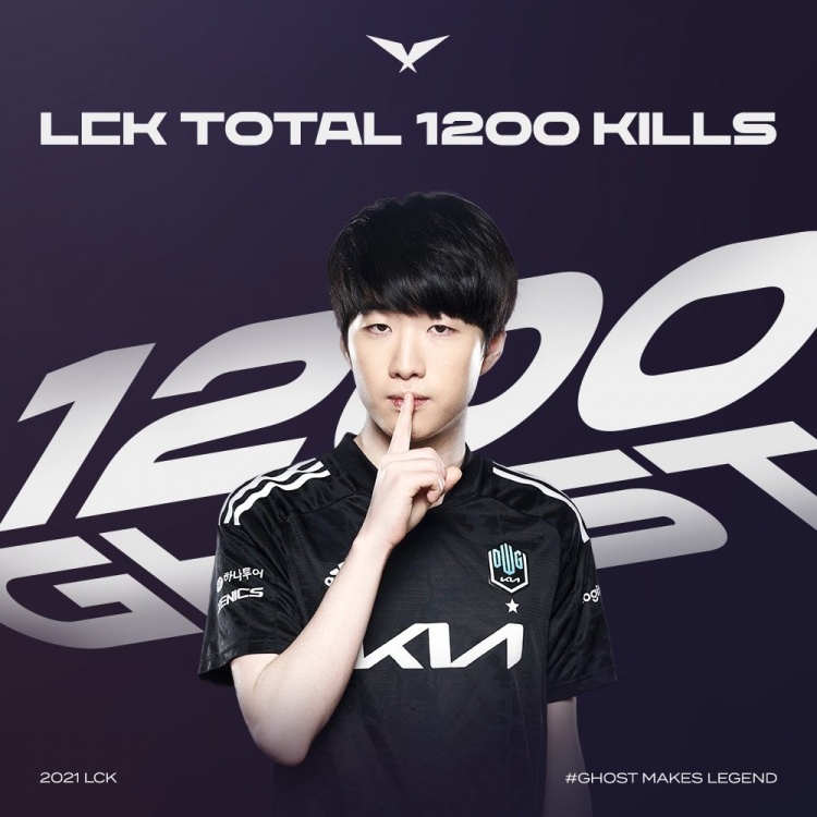 【LCK里程碑】DK下路Ghost拿到LCK生涯1200击杀,排名第十一