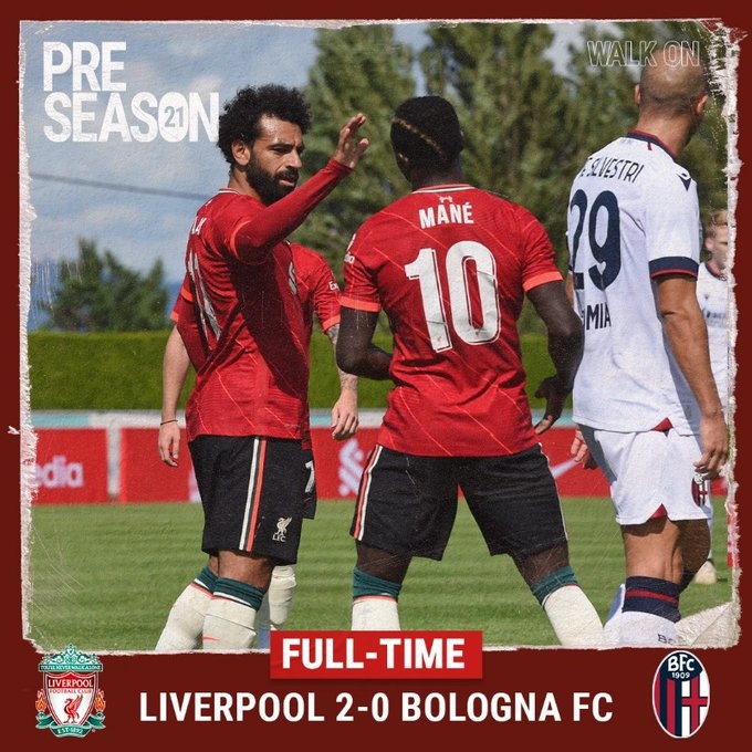 热身赛第一场:马内、若塔建功 利物浦2-0战胜博洛尼亚