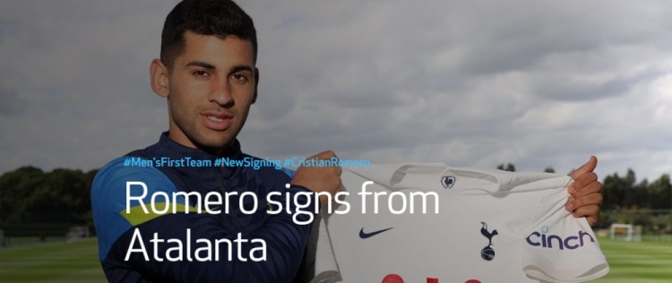 官方：克里斯蒂安-罗梅罗加盟热刺，据悉转会费总价5500万欧