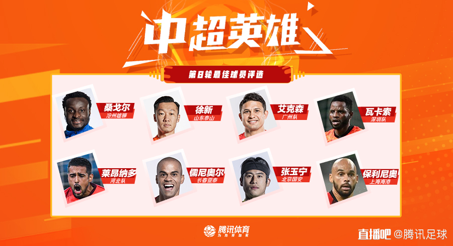中超英雄第8轮投票：张玉宁拯救国安，儒尼奥尔艾克森射手PK