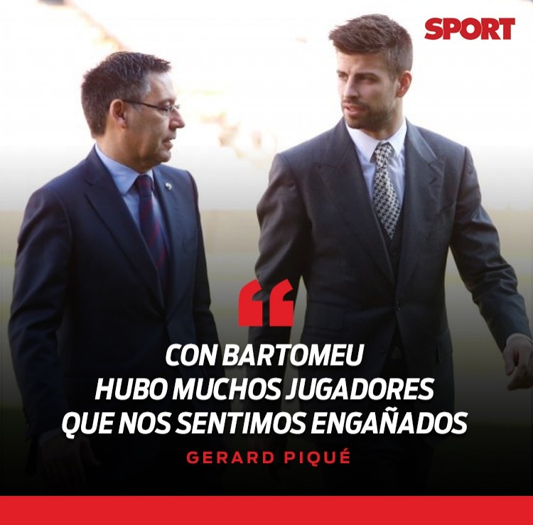 皮克：一些球员觉得被巴托梅乌骗了，拉波尔塔给我的感觉更好