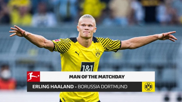 官方:哈兰德当选德甲首轮最佳球员