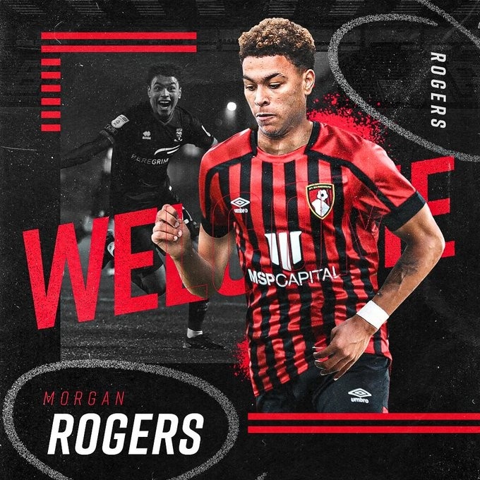 官方:曼城边锋摩根-罗杰斯租借加盟伯恩茅斯