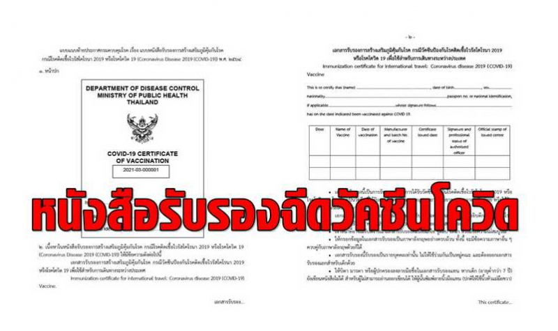 泰国政宪公报网公布“疫苗护照样本”
