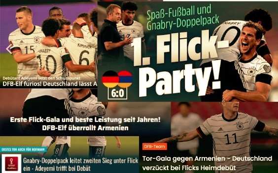 德甲今日头版:弗里克的德国队收获大胜 两将在拜仁没有未来