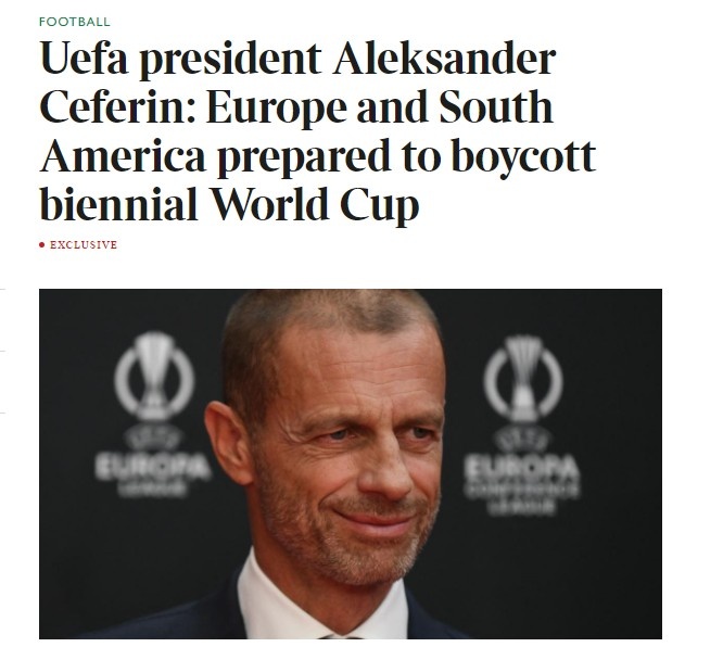 切费林:每年都有大型赛事是对球员的谋杀 欧美国家将联合抵制