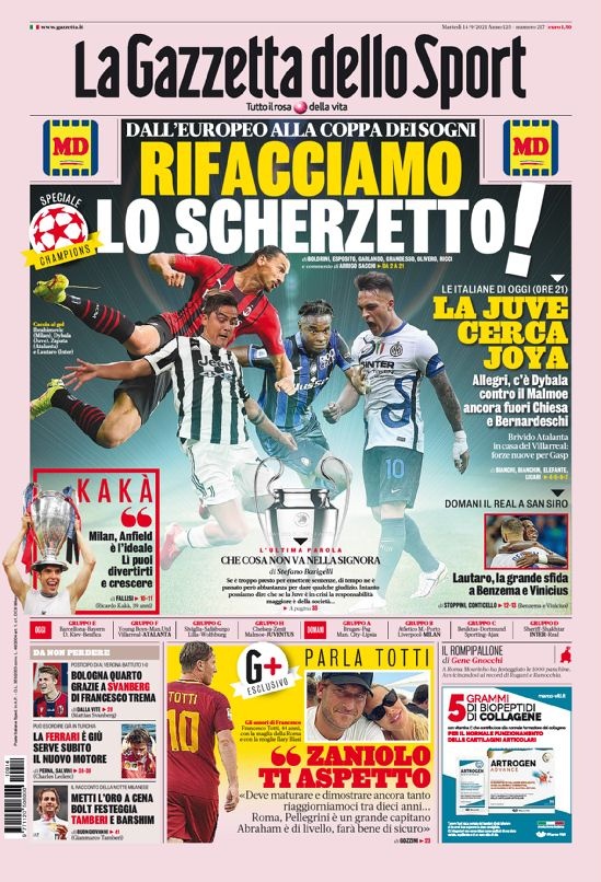 意甲今日头版:尤文你要醒醒了!伊布向红军进攻