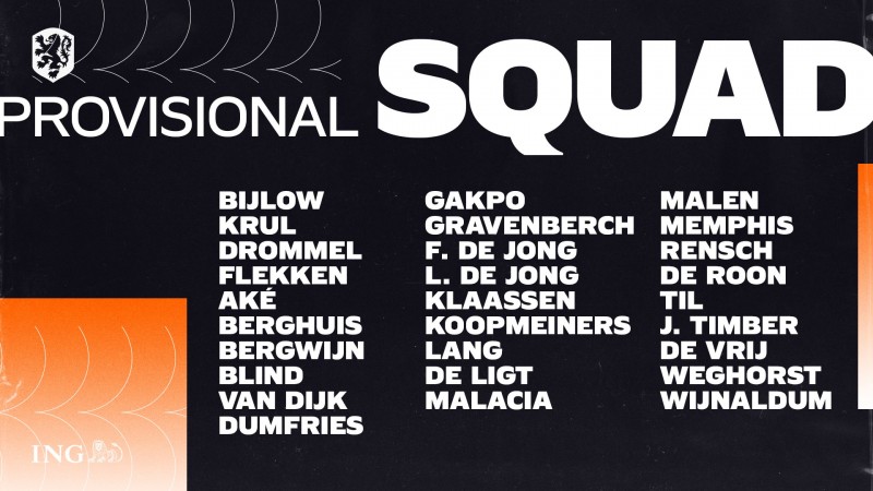 荷兰公布世预赛28人预选名单:范迪克、德佩、弗兰基-德容在列