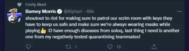 TL选手发推抱怨拳头管控过于严格:希望队友不会给我最后一击