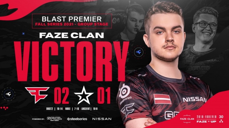 CSGO BLAST赛果：FaZe 2-1复仇COL，NAVI 2-0翻盘FaZe头名出线