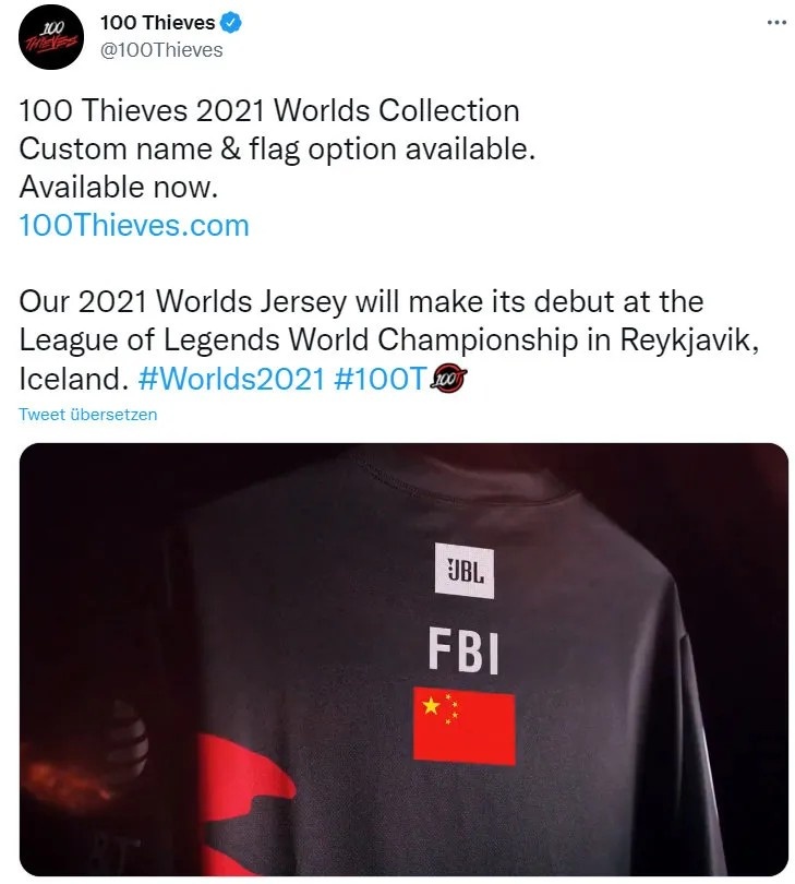 我心仍是中国心！100T的澳籍华裔选手FBI的队服后面印的是国旗