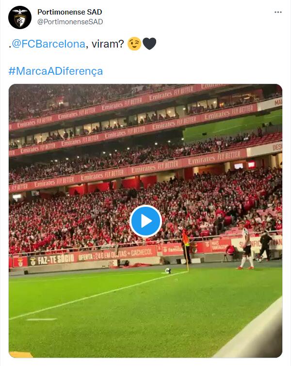 客场1-0力克本菲卡,波尔蒂芒人官方:巴萨,看到了吗??