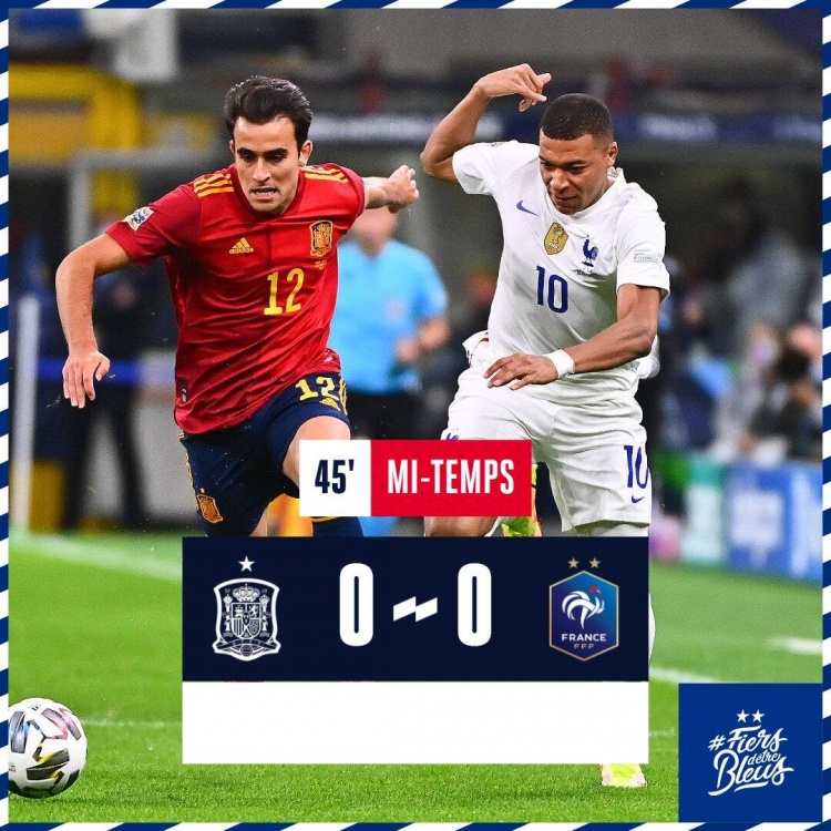 半场-瓦拉内伤退双方机会寥寥 西班牙0-0暂平法国