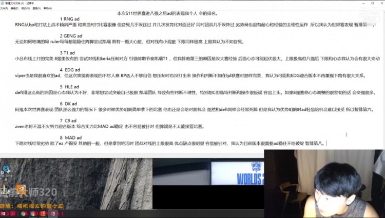 San为世界赛八强队伍ADC排名：GALA第一、Ruler第二、小吕布第三