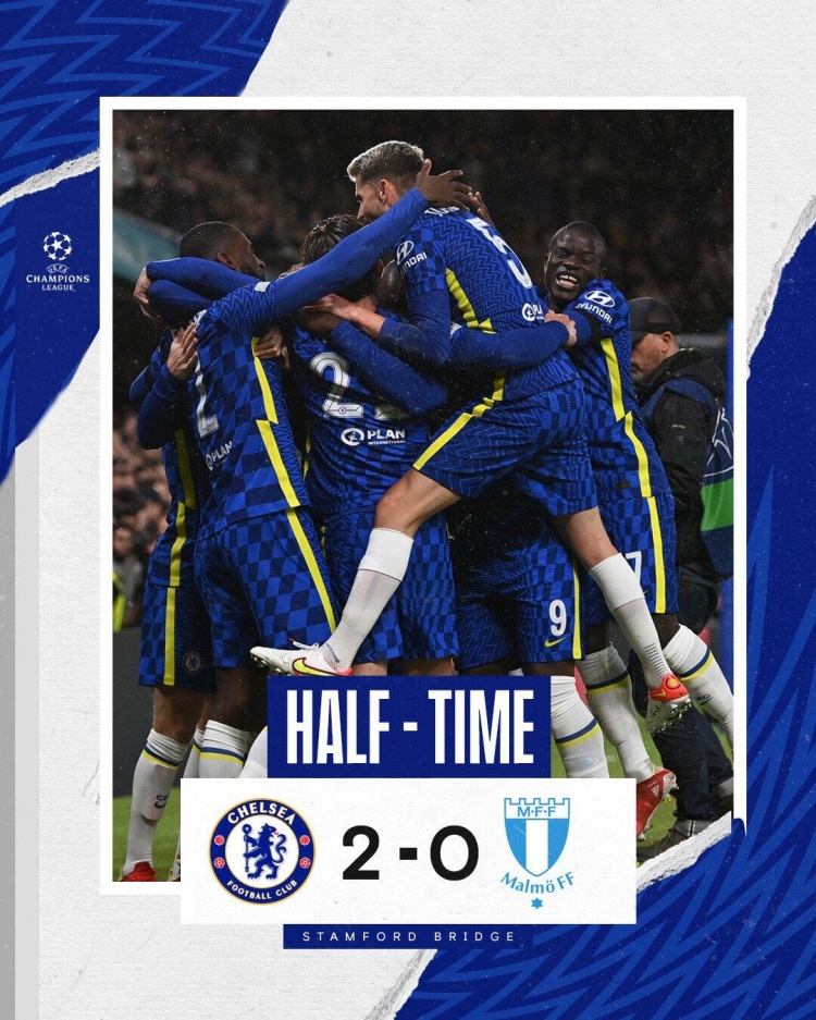 半场-滕森破门若日尼奥点射卢卡库造点后伤退 切尔西暂2-0马尔默