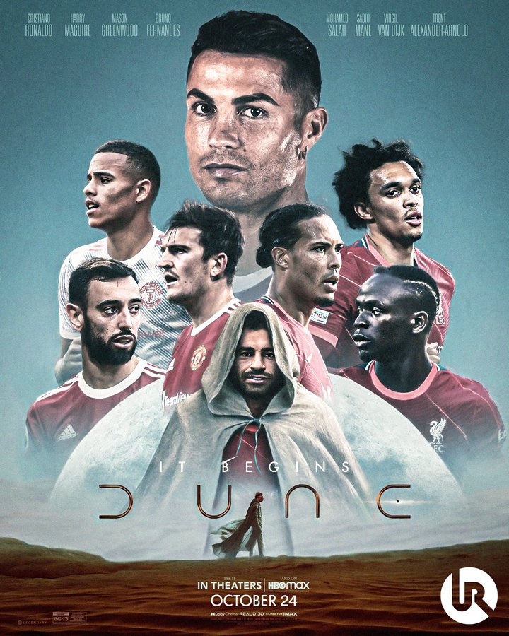 ?来看看电影《沙丘》版本的双红会海报：C罗、萨拉赫主角