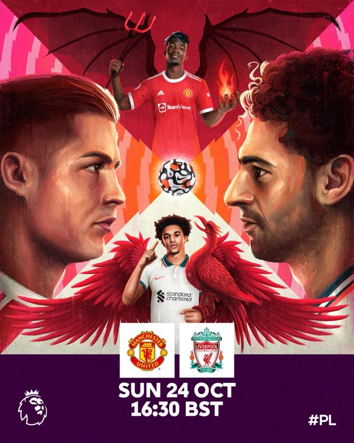 C罗PK萨拉赫!英超官方双红会海报:是时候让自己成为英雄了