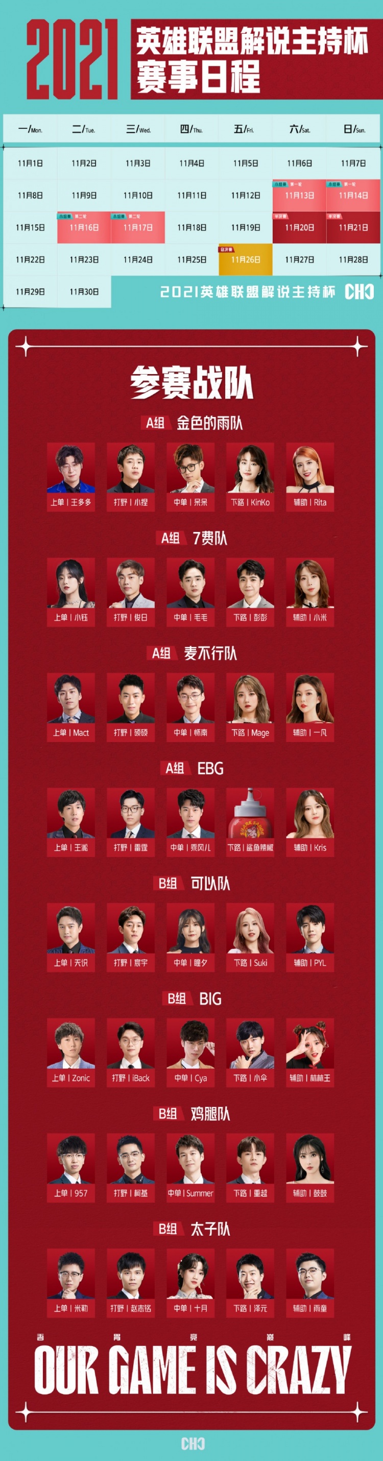 2021英雄联盟解说主持杯赛程赛制和参赛战队公布