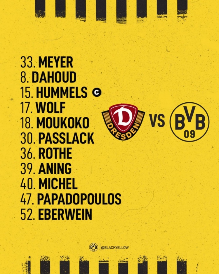 多特热身赛首发阵容：胡梅尔斯领衔，穆科科、达胡德在列