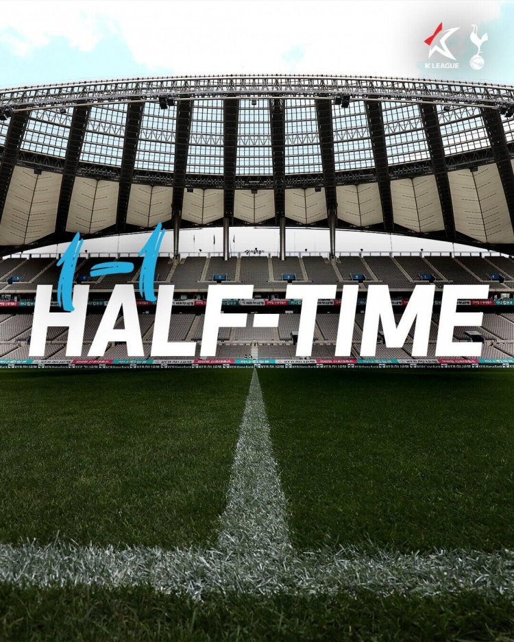 半场-戴尔远射破门曹圭成压哨头球扳平 热刺暂1-1K联赛全明星