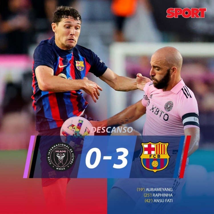半场-拉菲尼亚2传1射奥巴梅杨法蒂破门 巴塞罗那暂3-0迈阿密国际