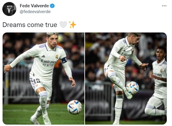巴尔韦德晒戴皇马队长袖标照片:梦想成真