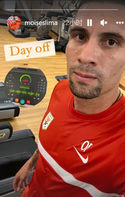 备战中超第二阶段比赛,莫伊塞斯休息日健身房加练