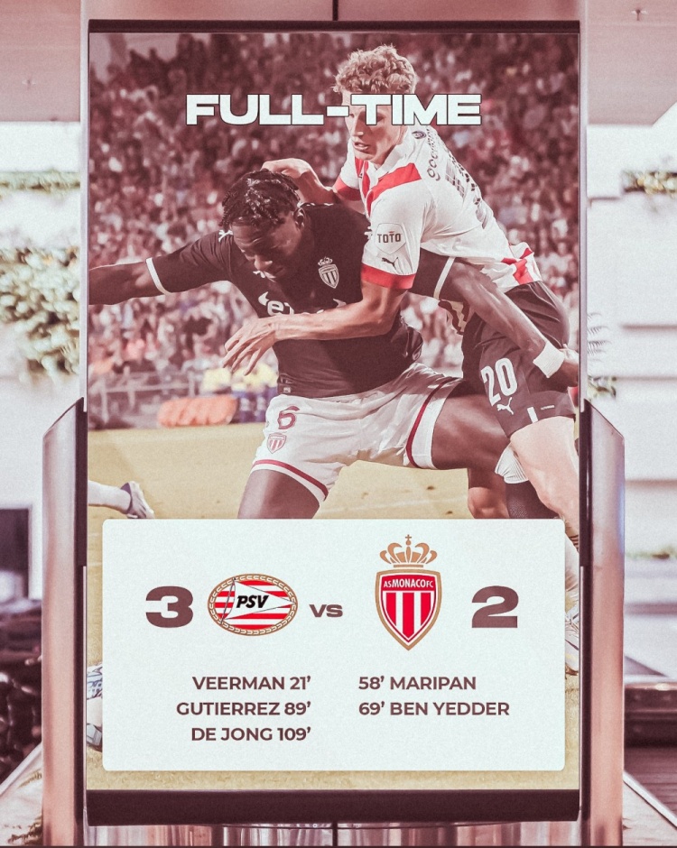 卢克-德容加时制胜!埃因霍温两回合4-3摩纳哥晋级欧冠附加赛