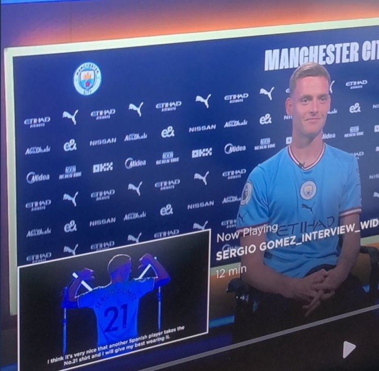 只差官宣！戈麦斯接受曼城官方采访图泄露，球员将身披21号