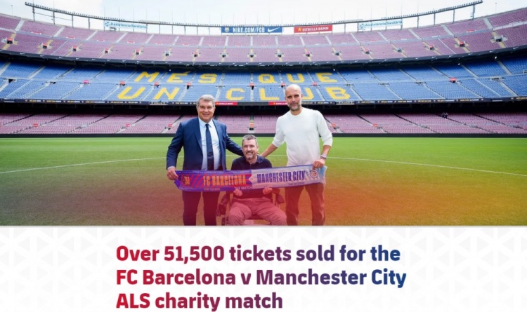 巴萨vs曼城的慈善赛已卖出超五万门票,收入将捐给慈善基金