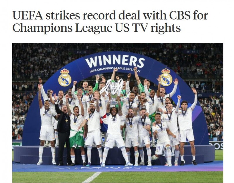 TA:欧足联与派拉蒙就在美转播权达成协议,6年15亿创记录