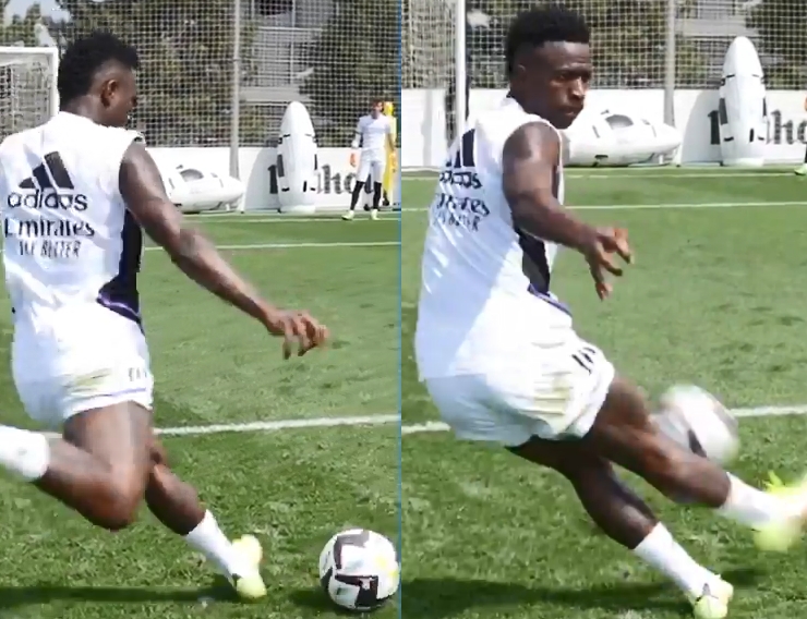 现在流行盲射?维尼修斯大秀NO LOOK SHOOT 不看球射门!