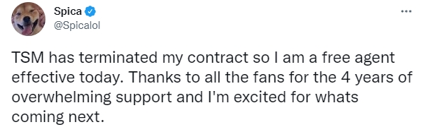 TSM副总裁回应与Spica终止合同的原因:在金钱问题上未能达成一致