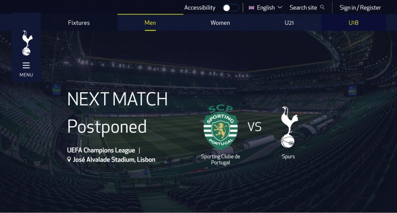 热刺官网显示周中欧冠客场对阵葡体的比赛延期,官方后续澄清致歉