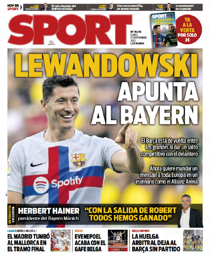 每体封面丨莱万多夫斯基,将再次降临慕尼黑