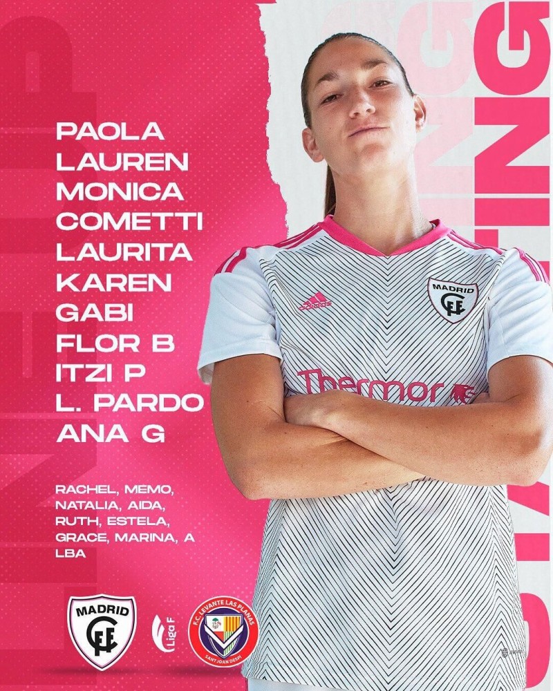 马德里CFF女足首发:唐佳丽替补待命!