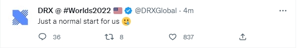 DRX官推：对我们来说只是一个正常的开始?
