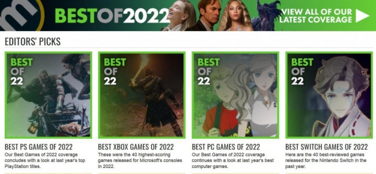 外媒公布22年评分最高游戏TOP40：《艾尔登法环》又登顶了