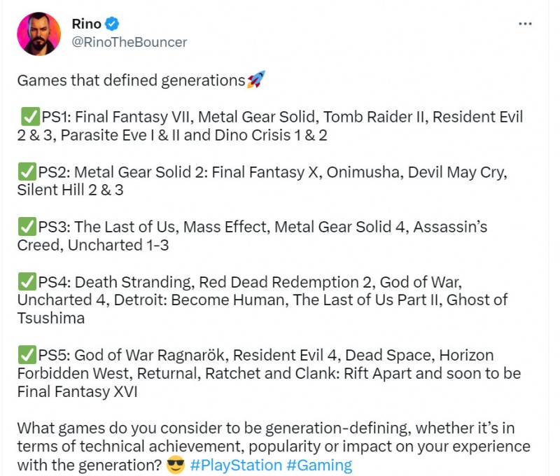 外媒列举历代PlayStation主机代表性游戏:血源诅咒未入榜