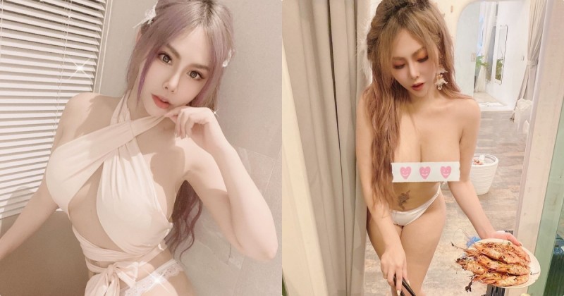 正妹「逼小桃」超爆乳烤蝦，「誘惑的裸身畫面」讓人飢腸轆轆！