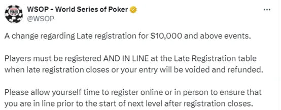 【EV扑克】有人故意在最后一刻才报名参赛获得优势,引发不满引WSOP官方下场
