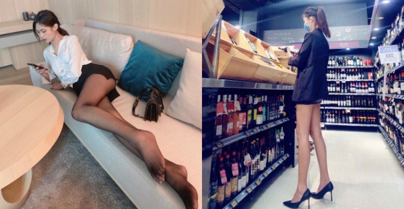 高挑女孩「蘇蔚 Sunny」腿長110cm　穿上黑絲襪太香了！