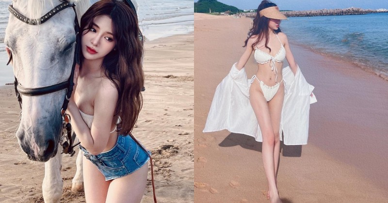 澎湖海邊出現「逆天正妹」！長腿美乳比例太犯規，路人眼睛都移不開！