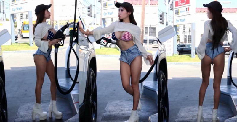 洋派小隻馬連加油都不忘耍辣　超短熱褲連微笑線都一併送上